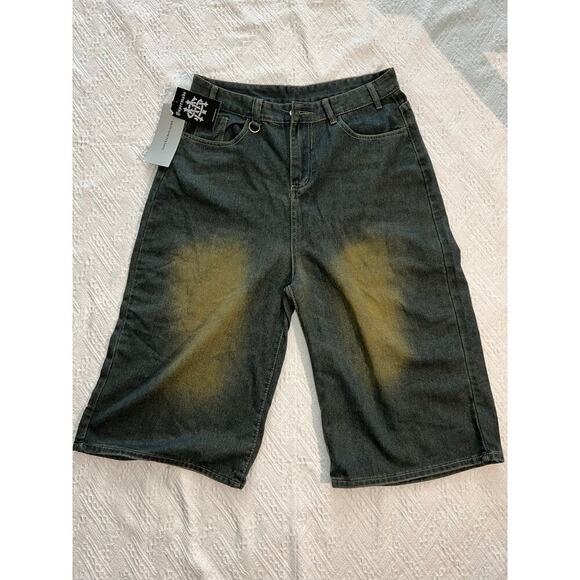 Supermade Distressed "Dirty" denim Shorts Streetwear XXL Grunge Skater - Picture 1 of 10